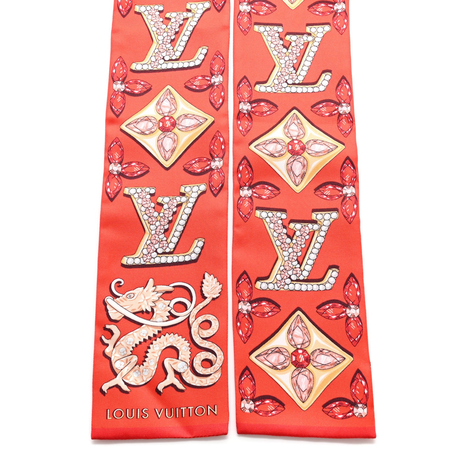 Louis Vuitton Silk Monogram Precious Dragon Bandeau Rouge 2 of 3