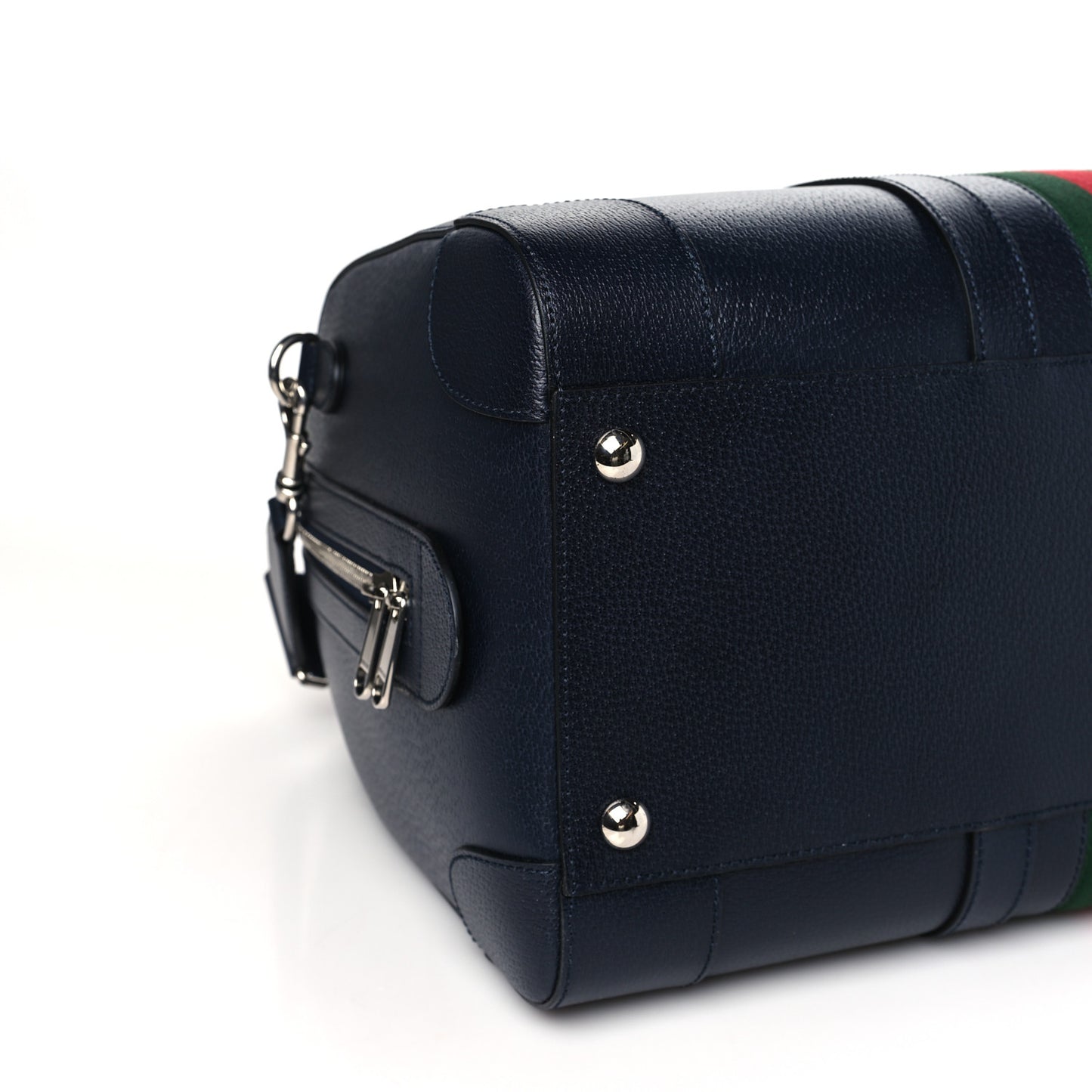 Textured Dollar Calfskin Web Medium Savoy Duffle Bag Blue