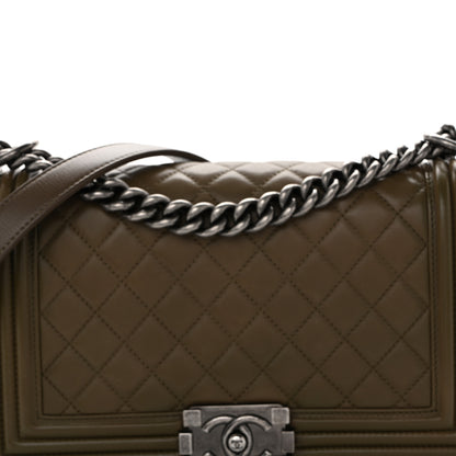 Chanel Lambskin Quilted Medium Boy Flap Khaki 8 of 10