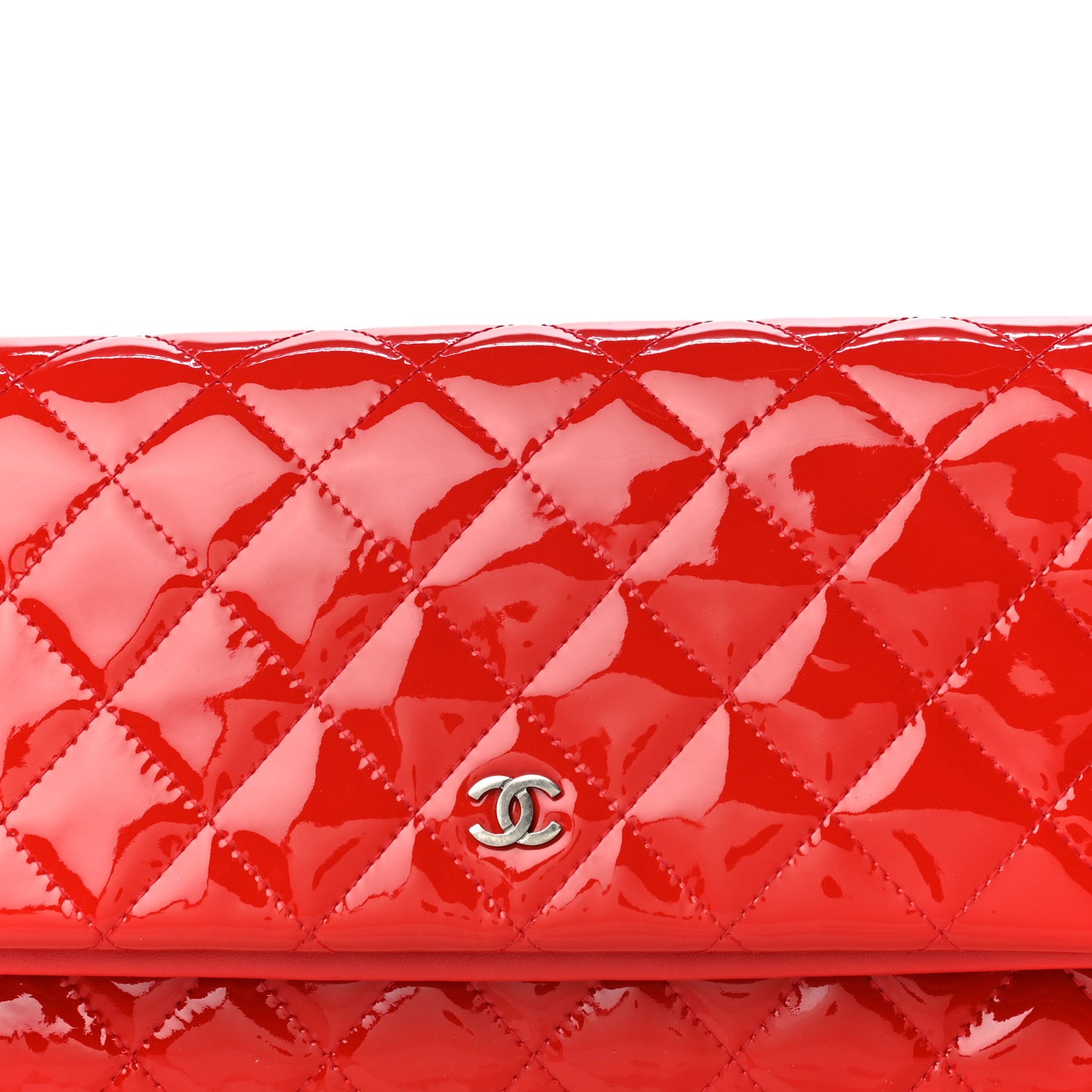 Patent Calfskin Quilted Beauty CC Clutch Red