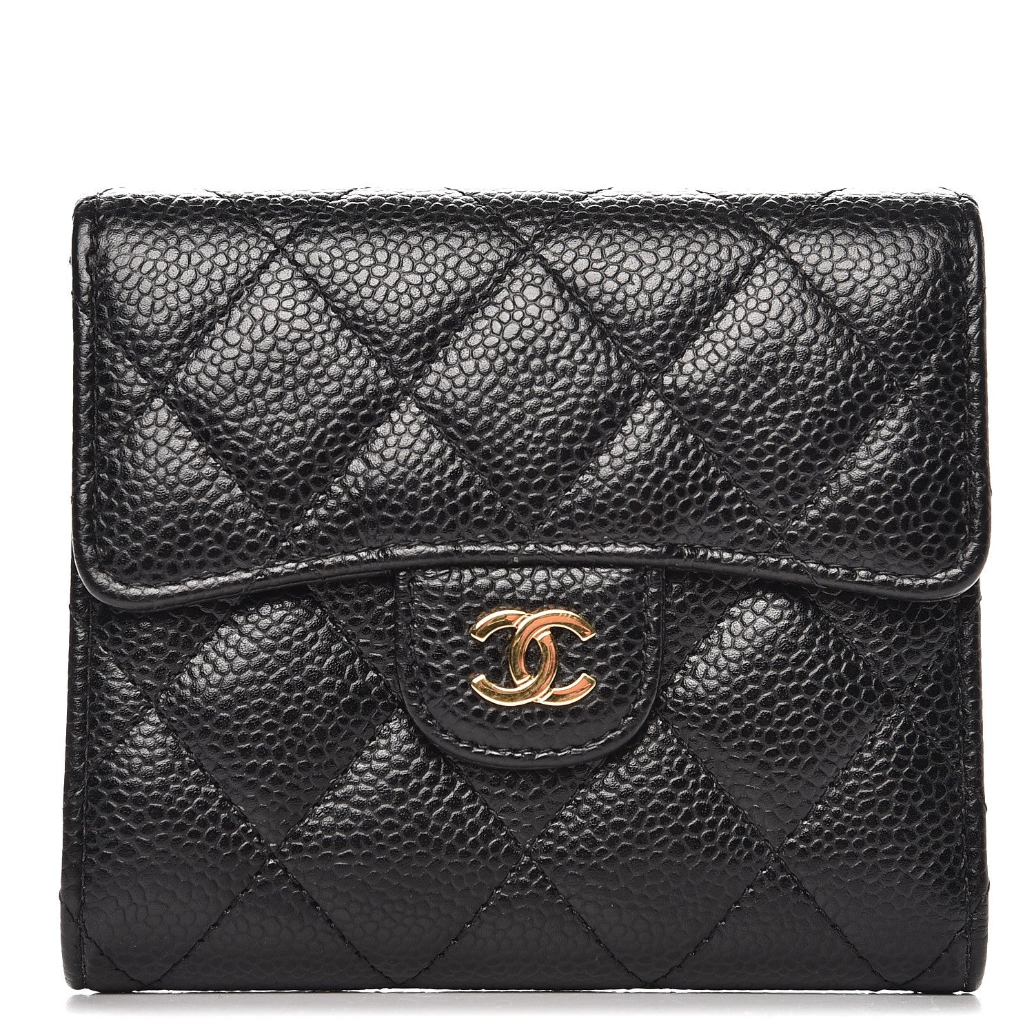 Chanel Caviar Quilted Compact Flap Wallet Black 1 of 9