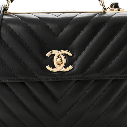 Chanel Lambskin Chevron Quilted Small Trendy CC Dual Handle Flap Bag Black 8 of 13
