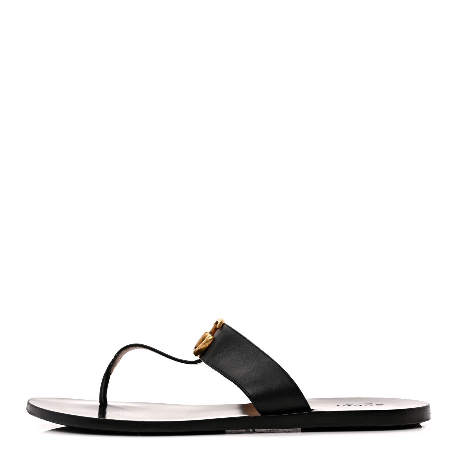 Gucci Calfskin GG Marmont Thong Sandals 40 Black 1 of 10