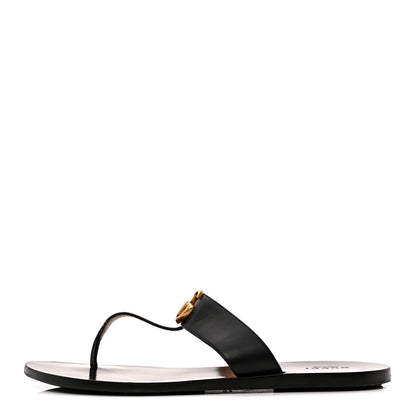Gucci Calfskin GG Marmont Thong Sandals 40 Black 1 of 10