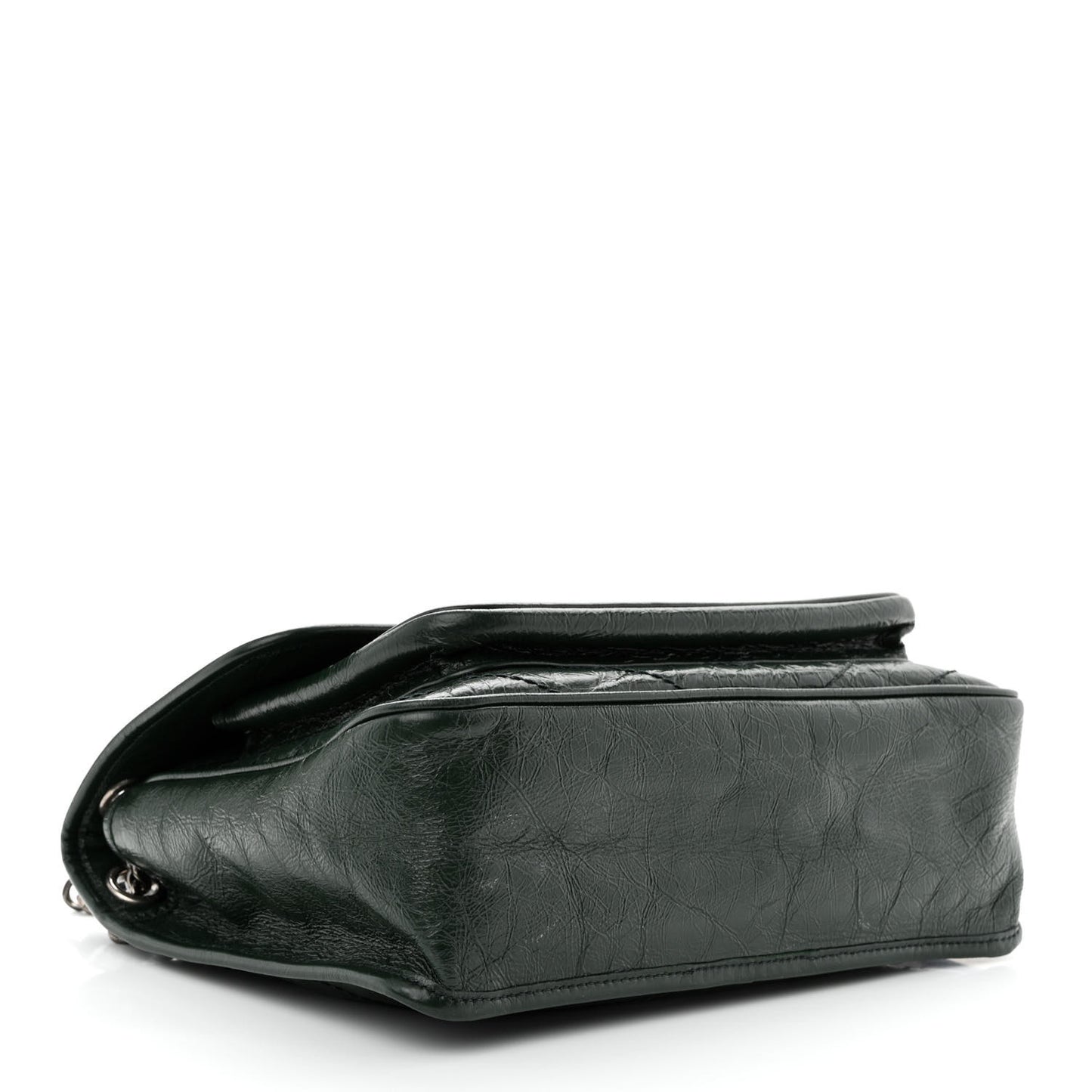 Crinkled Calfskin Matelasse Monogram Medium Niki Chain Satchel Dark Green