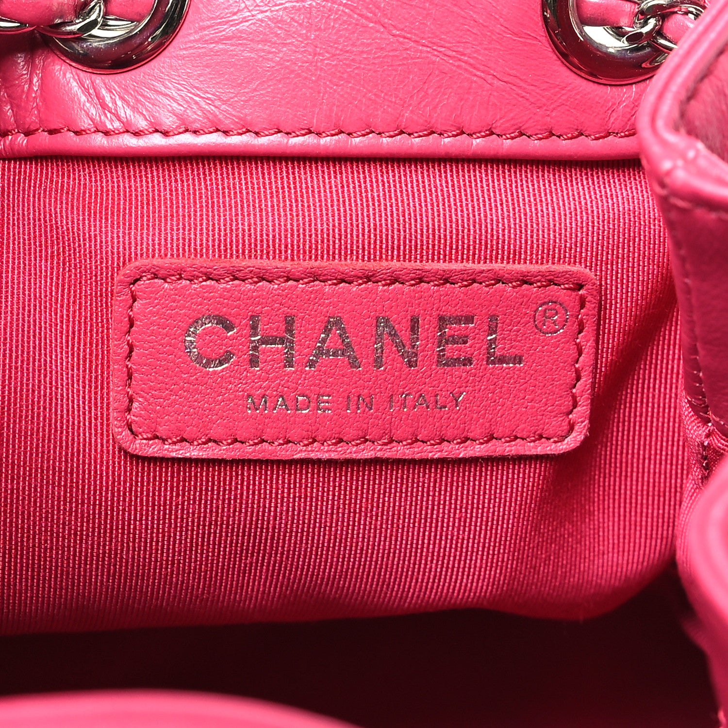 Chanel Crumpled Calfskin Quilted Chain All Over Drawstring Bucket Bag Pink 6 of 10