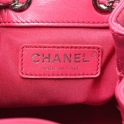 Chanel Crumpled Calfskin Quilted Chain All Over Drawstring Bucket Bag Pink 6 of 10