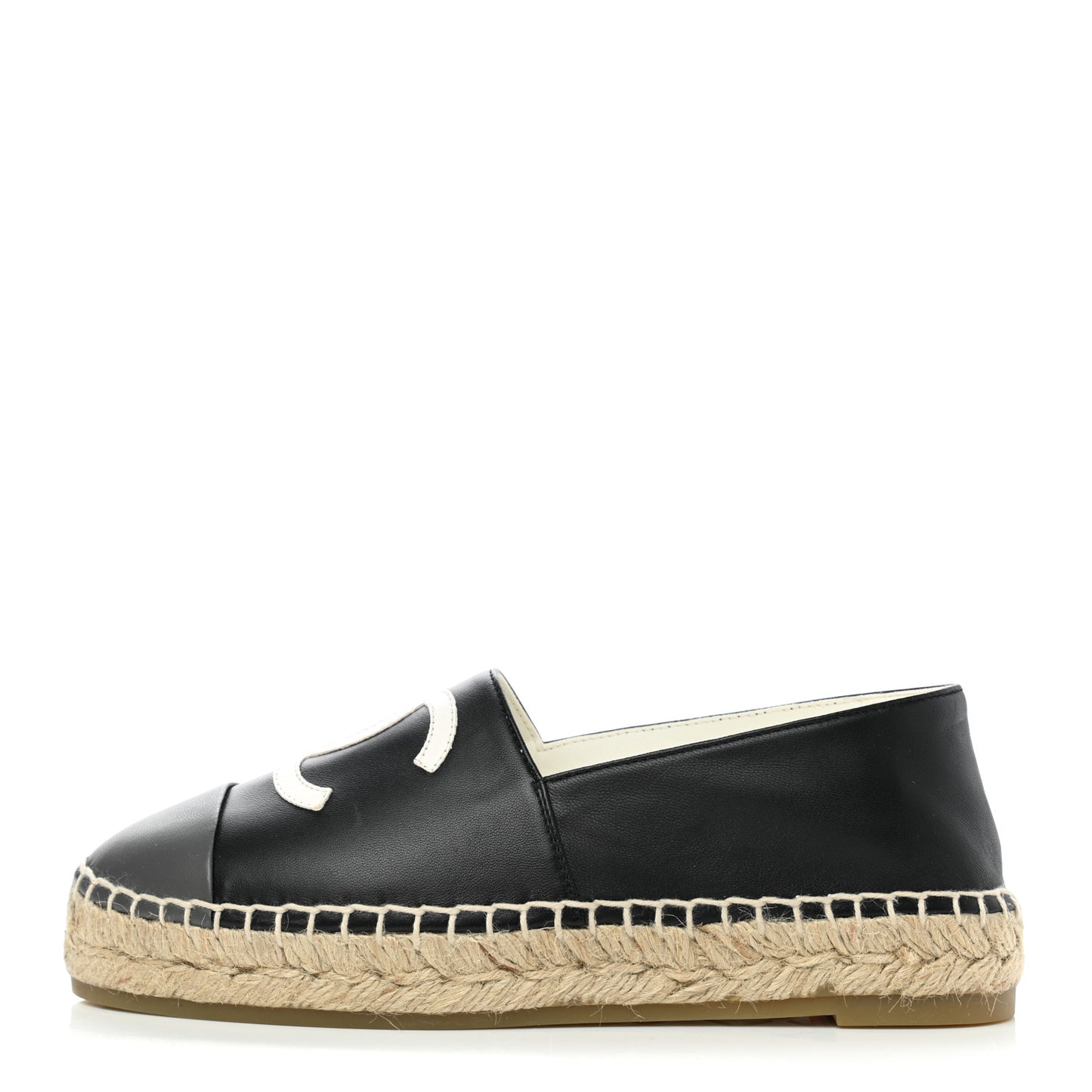 Lambskin CC Espadrilles 35 Black White Dark Grey
