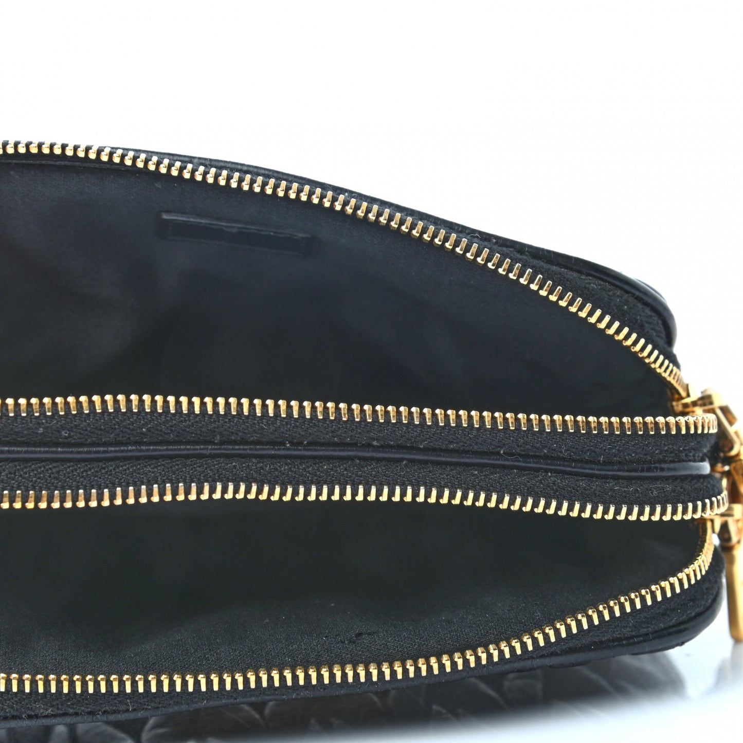 Nappa Matelasse Double Zip Wristlet Black