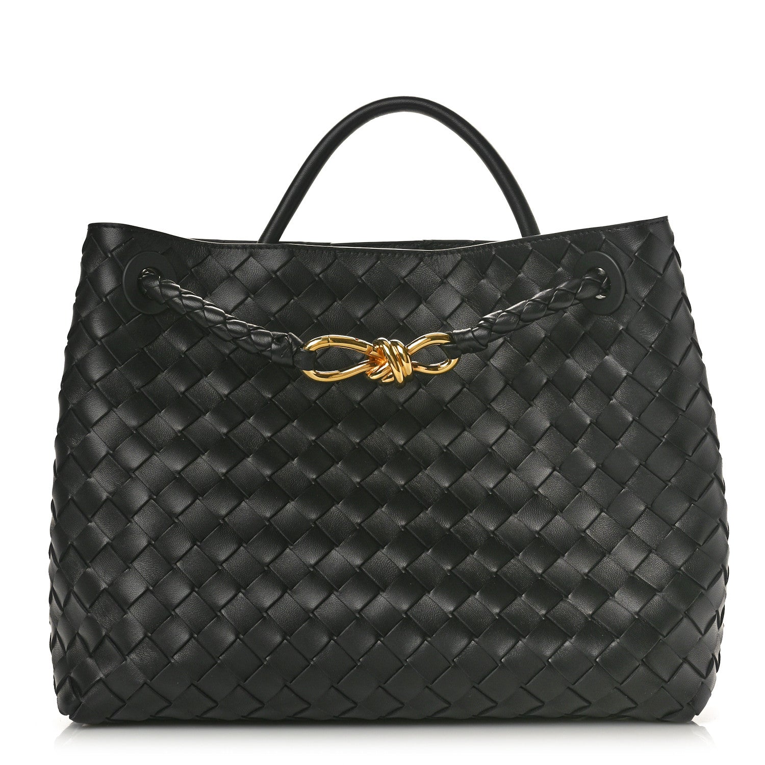 Bottega Veneta Nappa Intrecciato Medium Andiamo Shoulder Bag Black 1 of 11