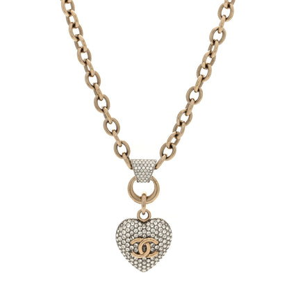 Chanel Crystal Heart CC Necklace Gold 1 of 5
