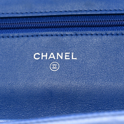 Chanel Patent Quilted Wallet On Chain WOC Dark Blue 6 of 15