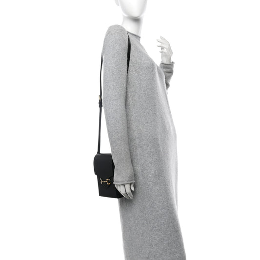 Dollar Calfskin Vertical Horsebit 1955 Crossbody Bag Black