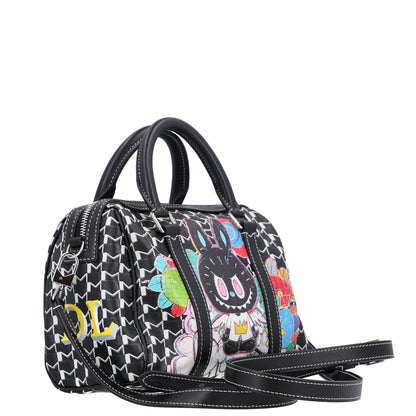 Moynat X KASING LUNG Calfskin Canvas M Labubu Boston Bag Black Multicolor 4 of 11