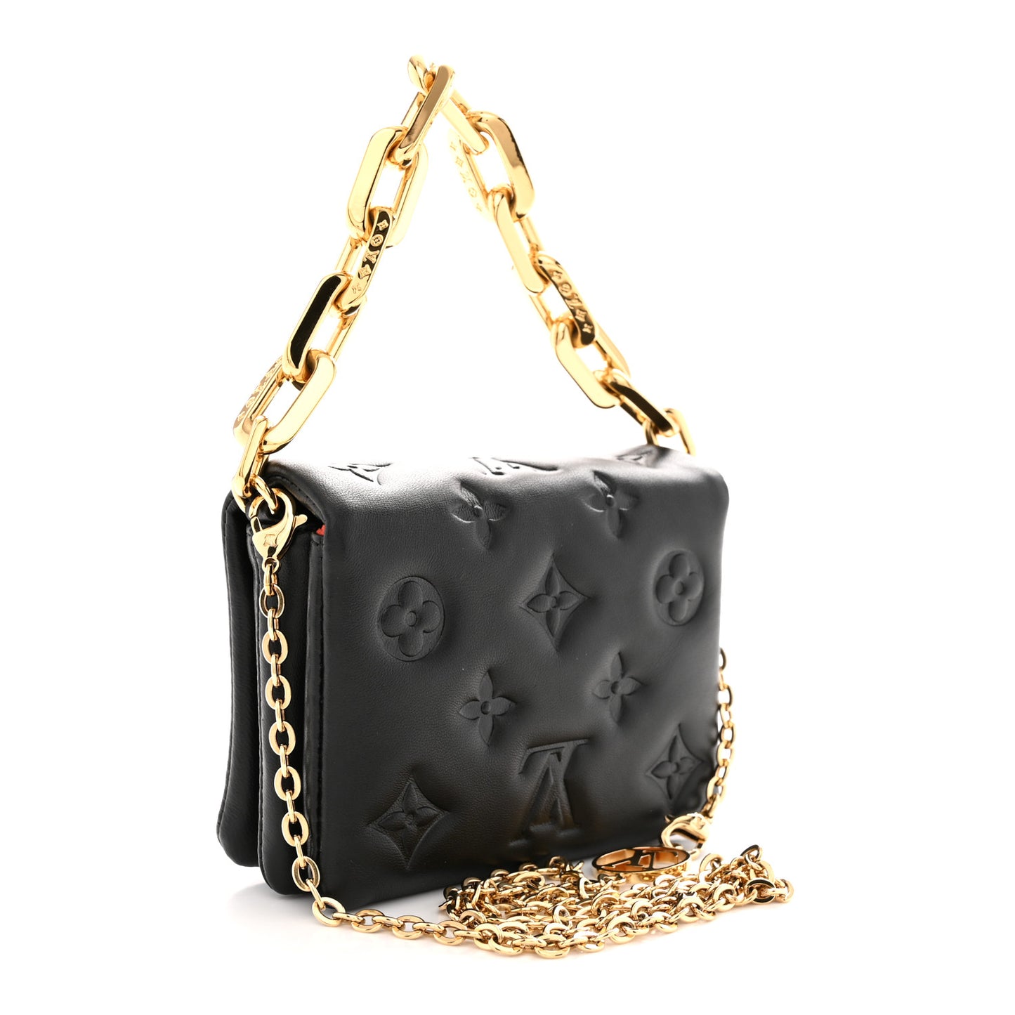 Lambskin Embossed Monogram Coussin Belt Bag Black