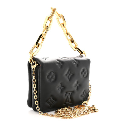 Louis Vuitton Lambskin Embossed Monogram Coussin Belt Bag Black 3 of 10