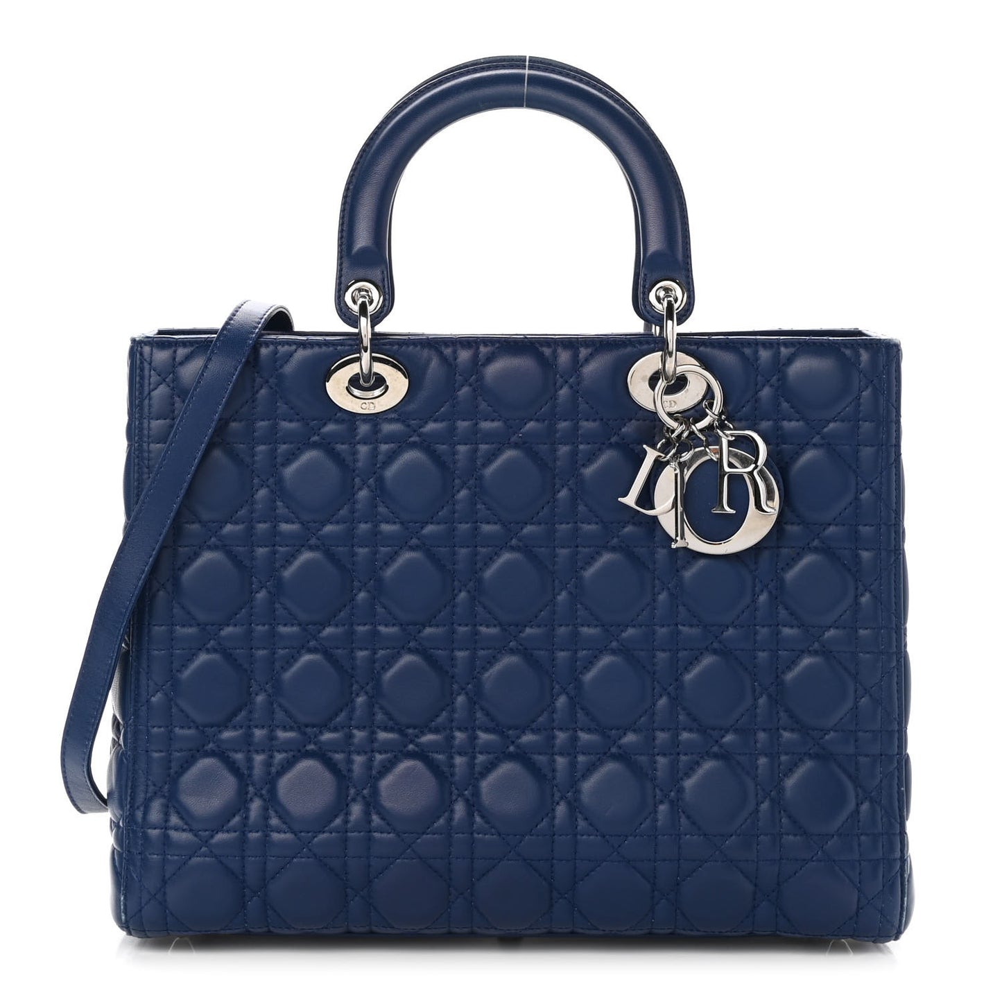 Lambskin Cannage Large Lady Dior Blue