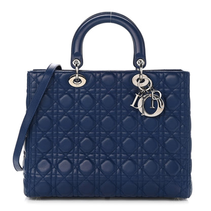 Christian Dior Lambskin Cannage Large Lady Dior Blue 1 of 12
