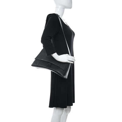 Balenciaga Grained Calfskin Monochrome M Downtown Shoulder Bag Black 2 of 9