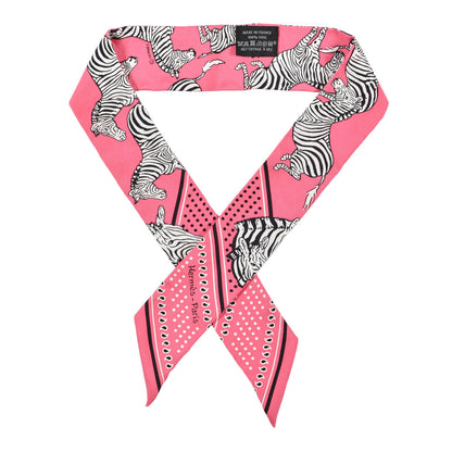Hermes Silk Les Zebres Twilly Rose Bonbon Black 1 of 4