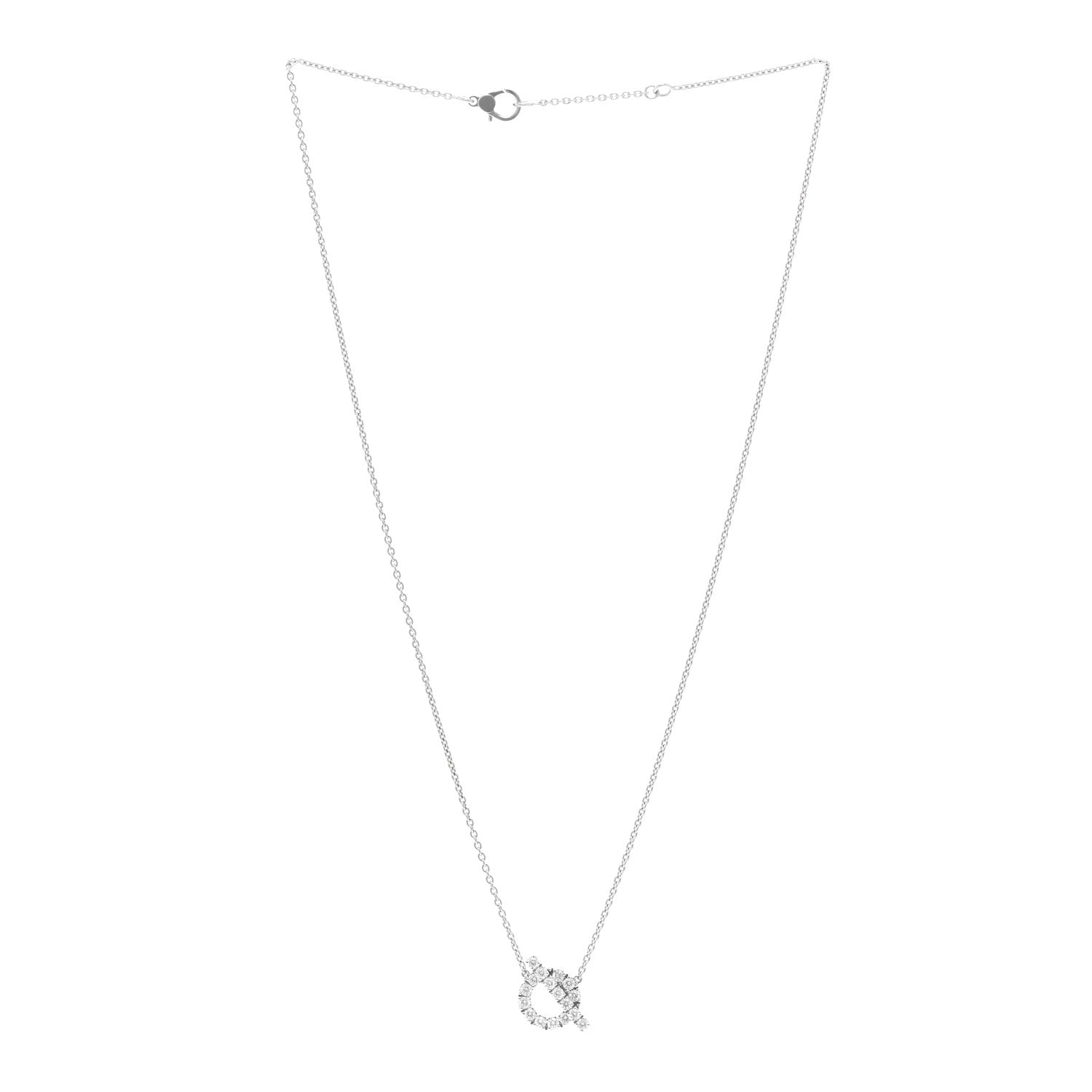Hermes 18K White Gold Diamond Finesse Pendant Necklace 3 of 6