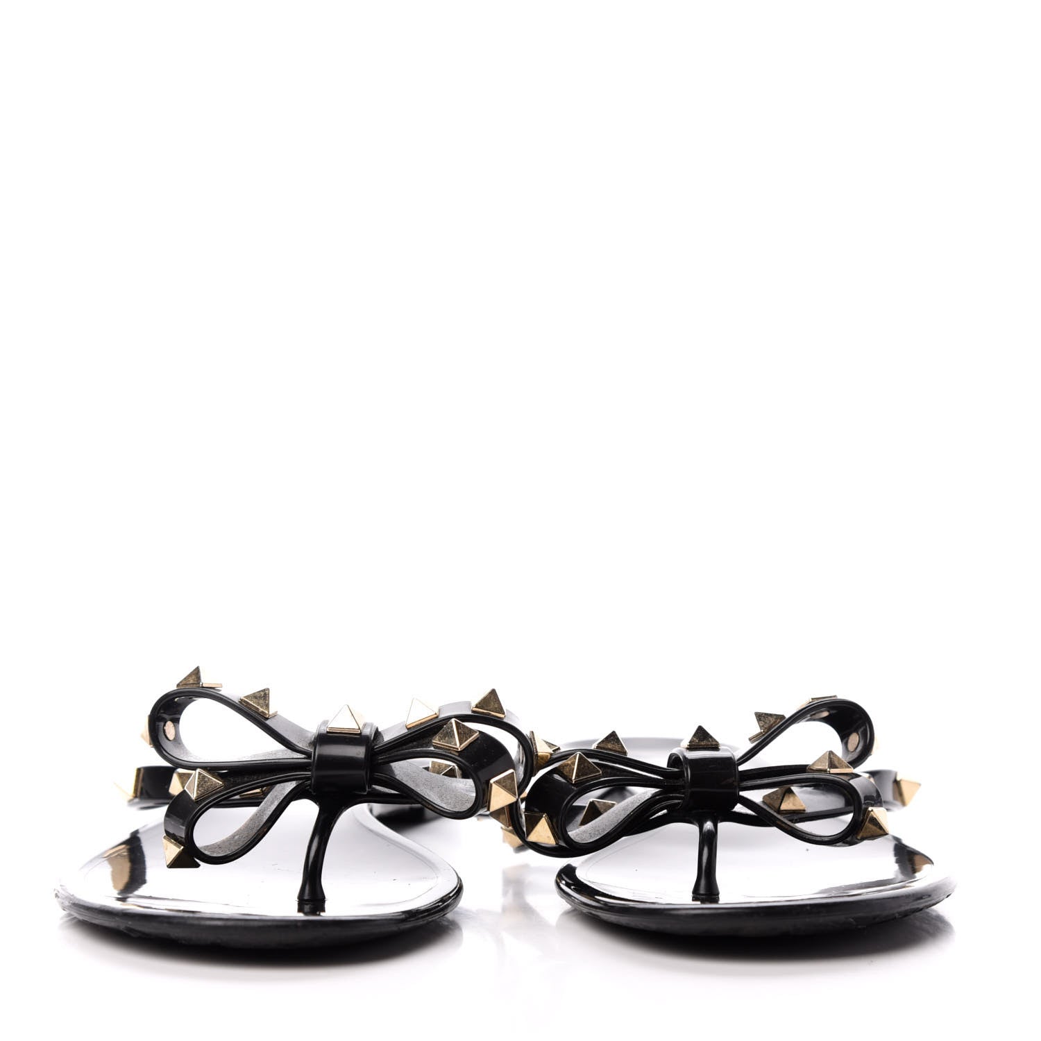 Valentino Garavani PVC Jelly Rockstud Bow Thong Sandals 38 Black 2 of 7