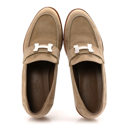 Hermes Suede Goatskin Womens Faubourg Loafers 36 Beige Argile 2 of 10