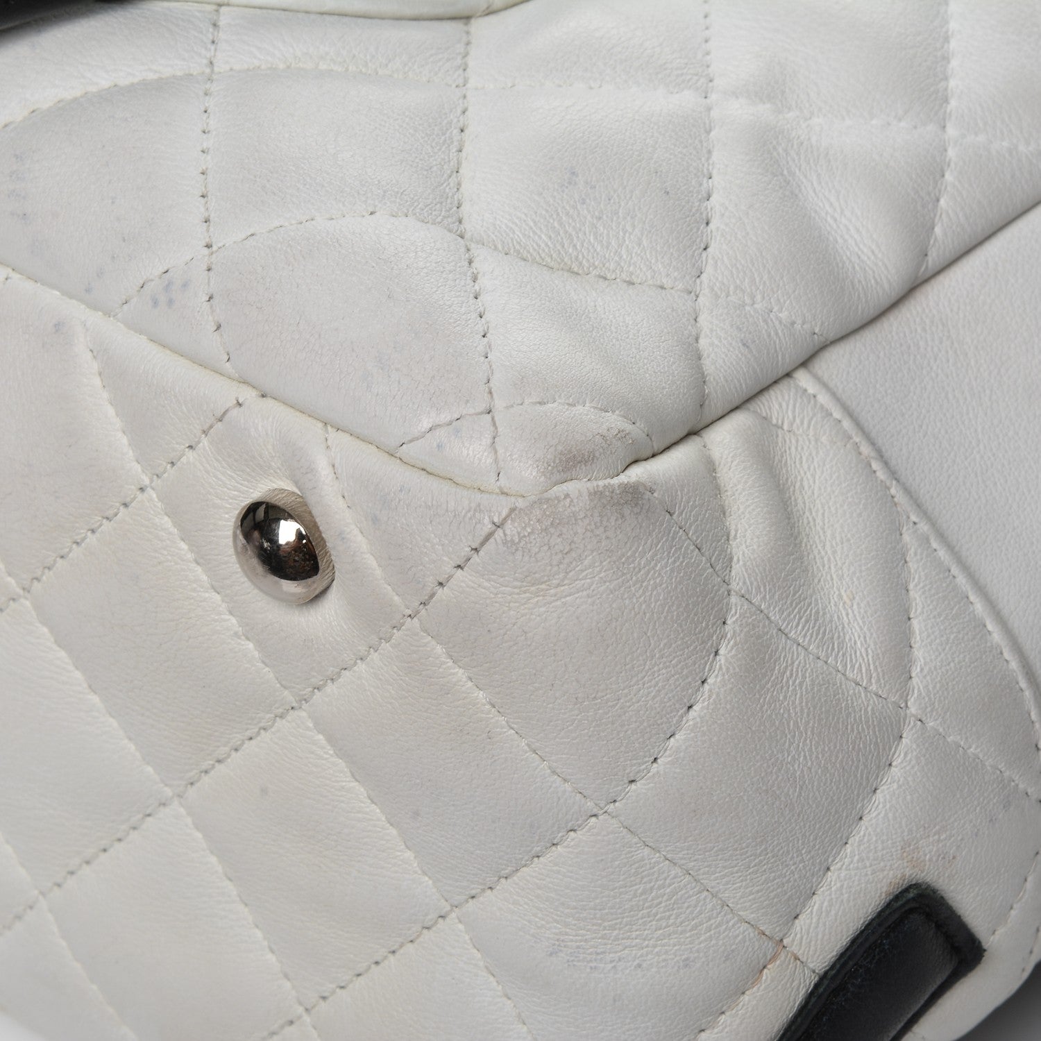 Chanel Calfskin Quilted Large Cambon Bowler White Black 13 of 19