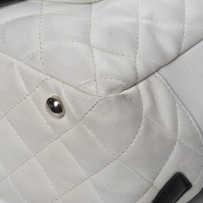 Chanel Calfskin Quilted Large Cambon Bowler White Black 13 of 19