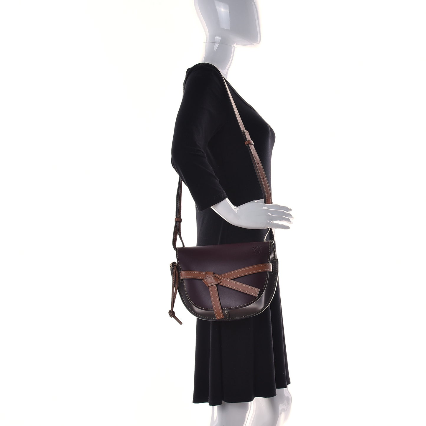 Calfskin Mini Gate Crossbody Bag Oxblood Tan Taupe