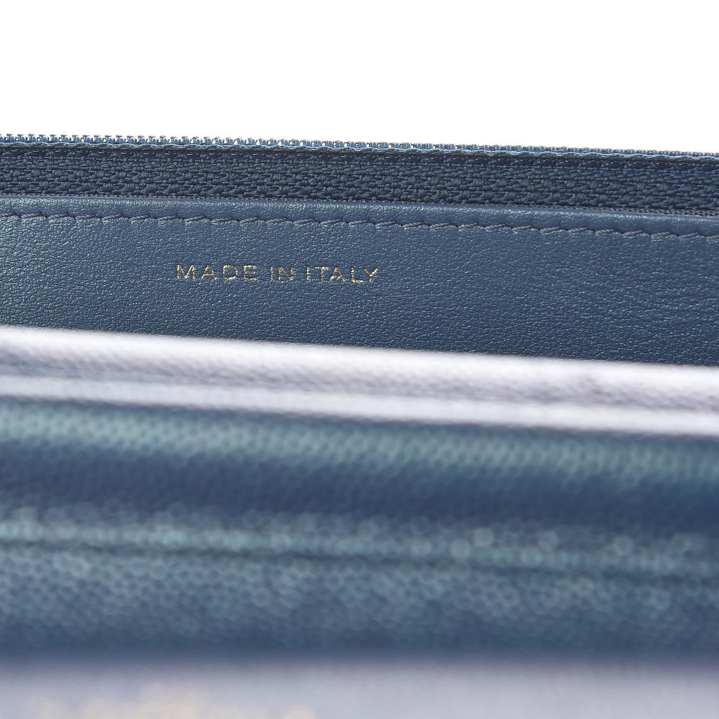 Iridescent Caviar Quilted Wallet on Chain WOC Dark Blue