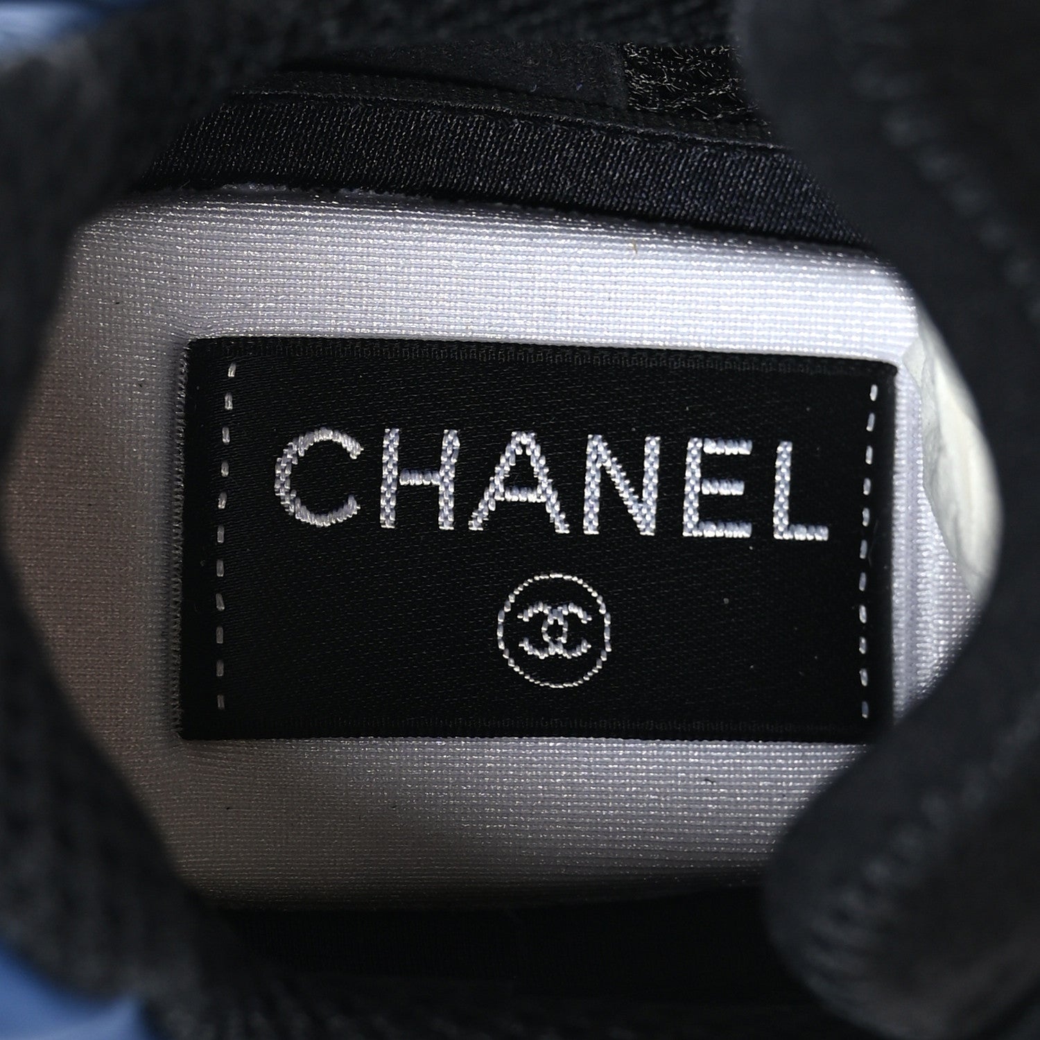 Chanel Nylon Suede Calfskin Womens Logo Sneakers Dark Navy Blue 37 6 of 7