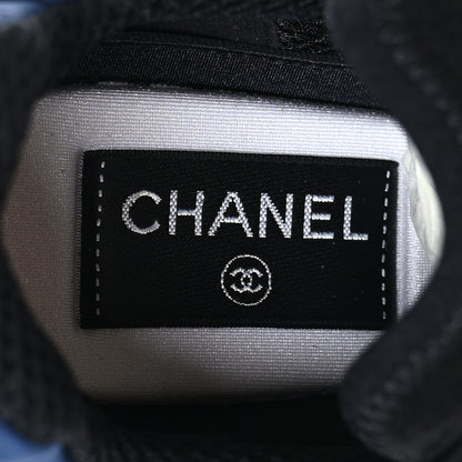 Chanel Nylon Suede Calfskin Womens Logo Sneakers Dark Navy Blue 37 6 of 7