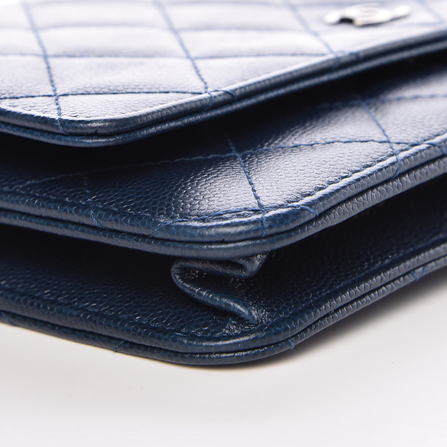 Caviar Quilted Wallet On Chain WOC Blue