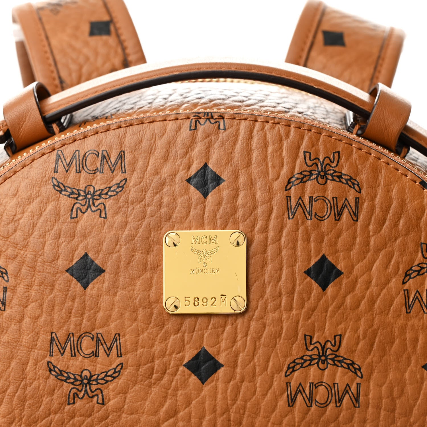 MCM Visetos Mens Medium Stark Backpack Cognac 9 of 12