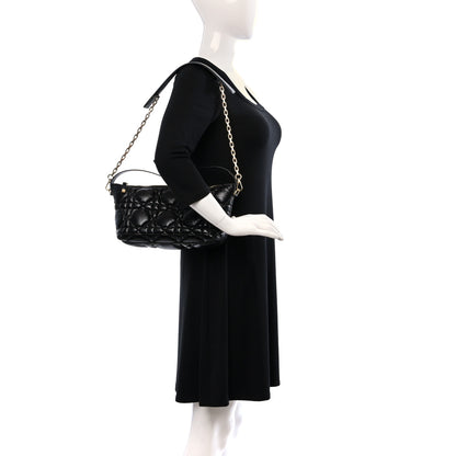 Christian Dior Calfskin Macrocannage Medium Diortravel Nomad Pouch Black 2 of 7