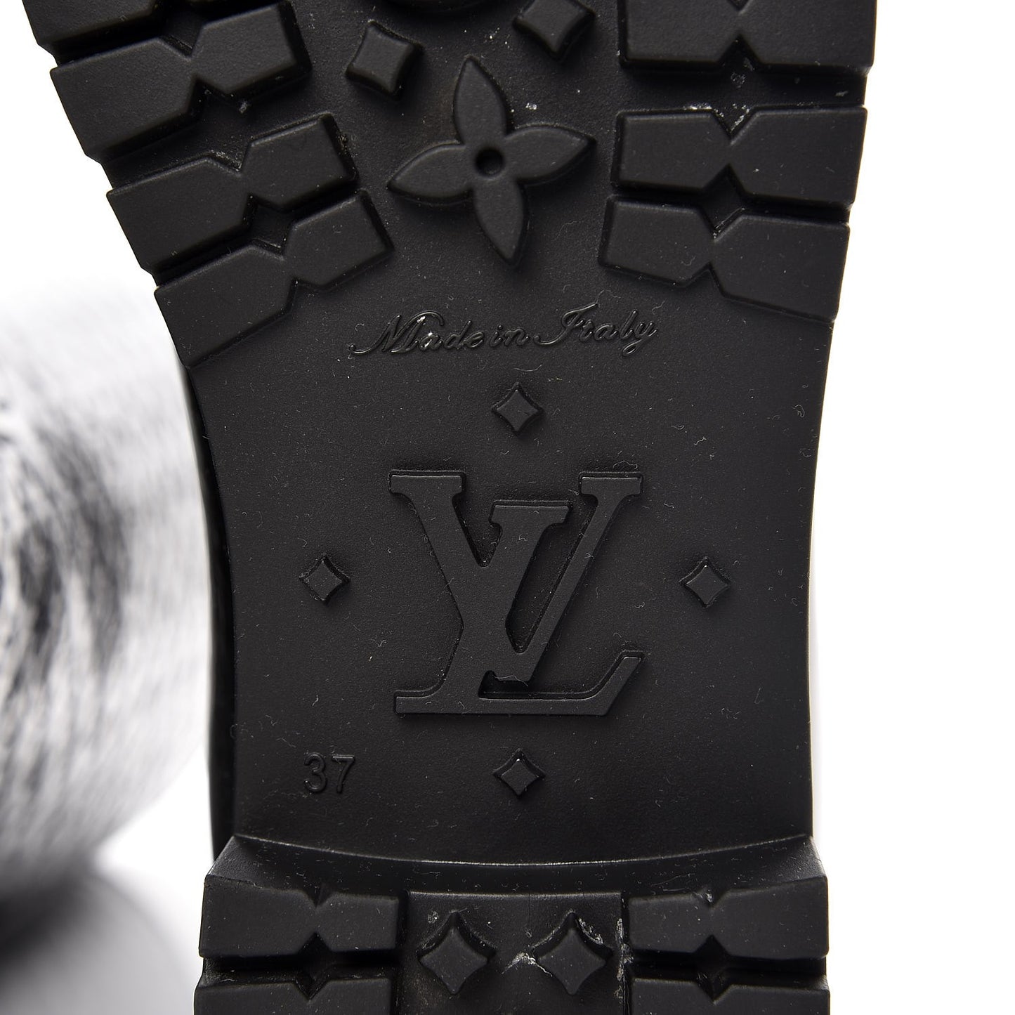 Rubber Embossed Monogram Splash Rain Boots 37 Black