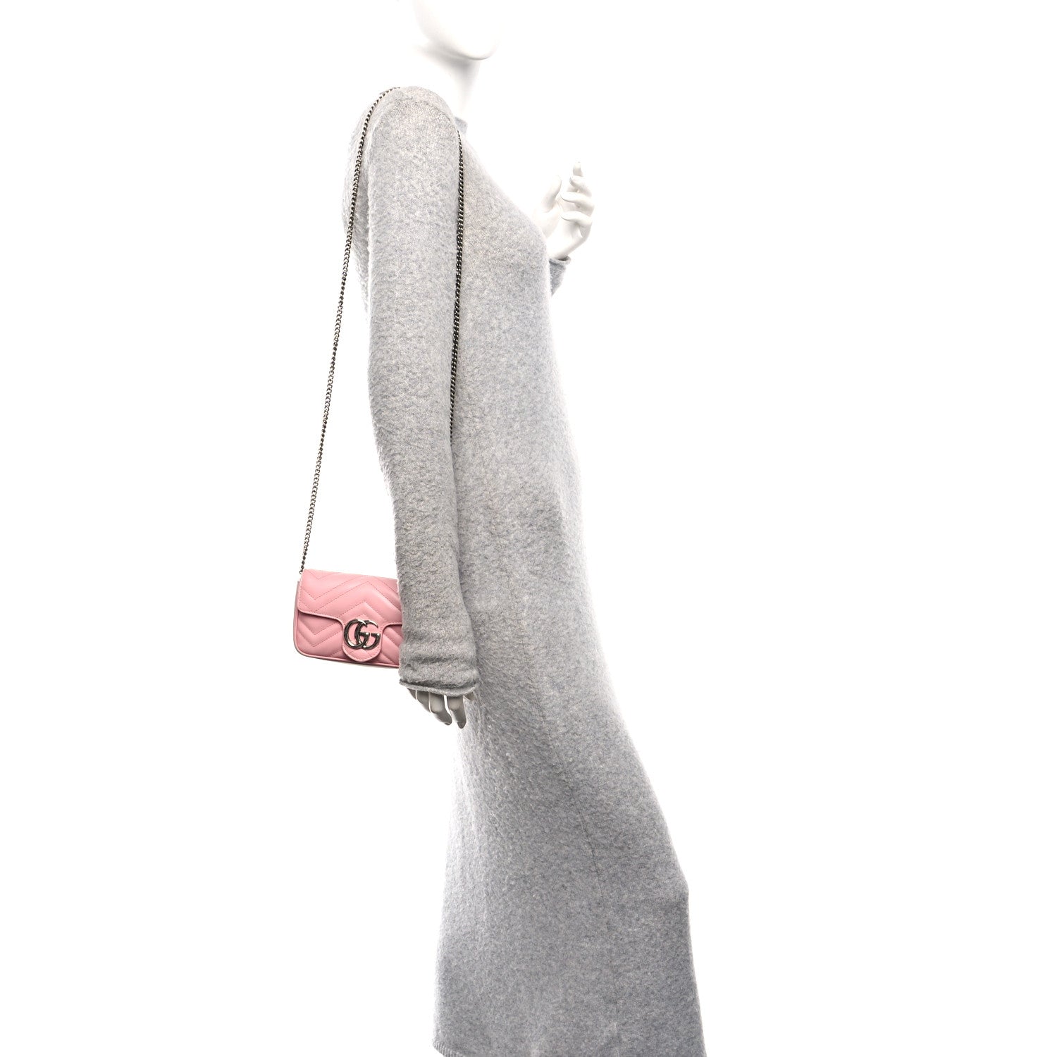 Gucci Calfskin Matelasse Super Mini GG Marmont Shoulder Bag Wild Rose 3 of 12