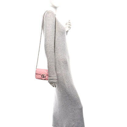 Gucci Calfskin Matelasse Super Mini GG Marmont Shoulder Bag Wild Rose 3 of 12