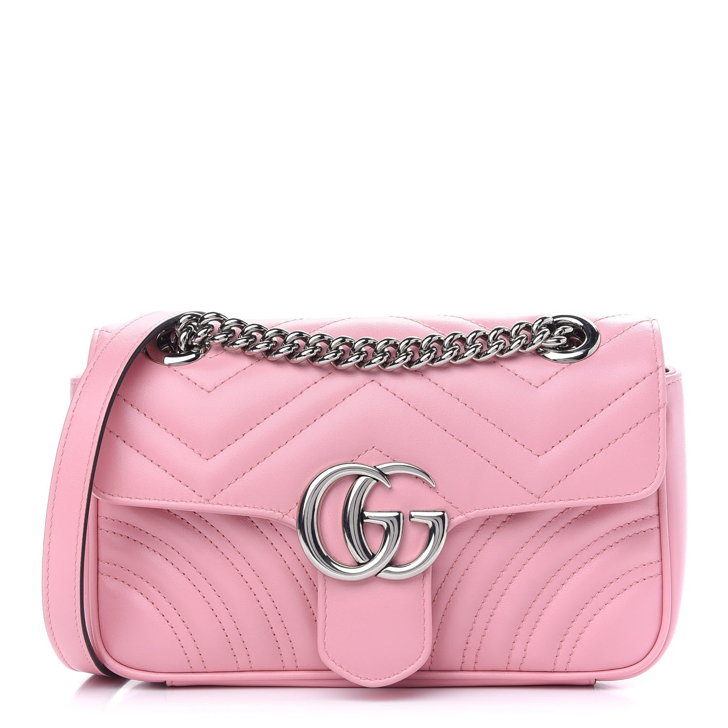 Gucci Calfskin Matelasse Mini GG Marmont Shoulder Bag Wild Rose 1 of 8
