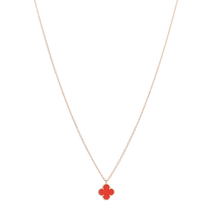 Van Cleef & Arpels 18K Rose Gold Carnelian Sweet Alhambra Pendant Necklace 1 of 5