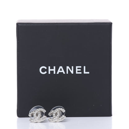 Chanel Crystal Mini Timeless CC Earrings Silver 5 of 5