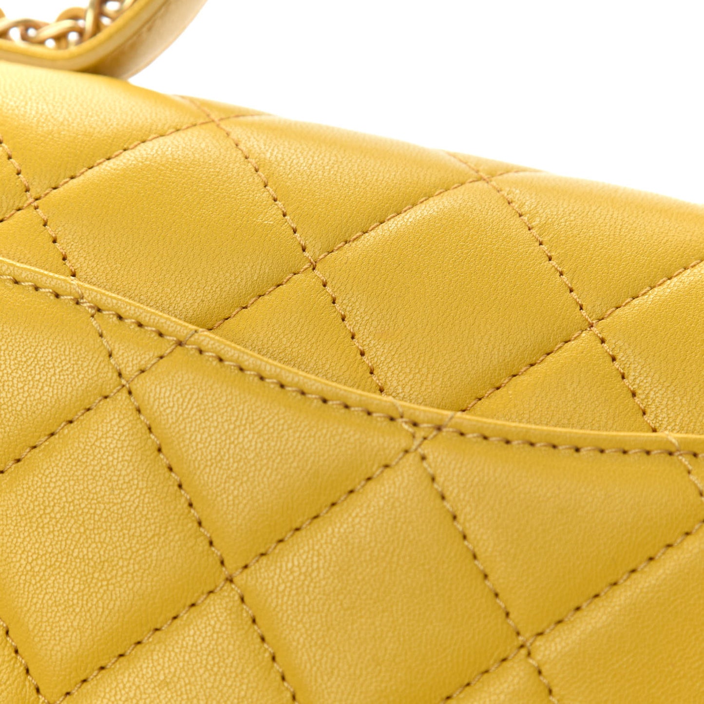 Lambskin Quilted Small Chain Infinity Top Handle Flap Yellow