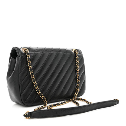 Chanel Shiny Goatskin Diagonal Quilted Small Flap Black 3 of 14