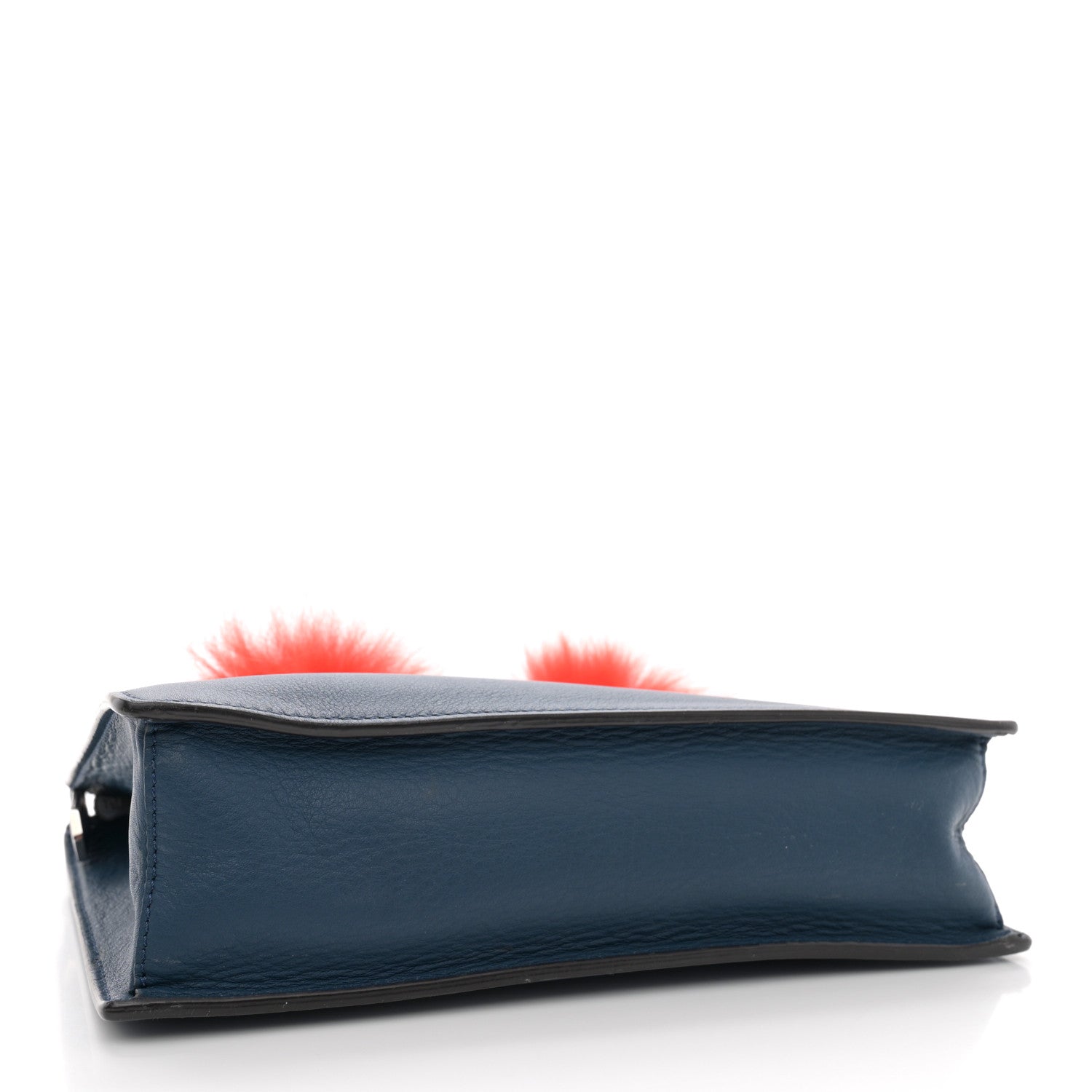 Fendi Vitello Dolce Fox Fur Monster Eyes Mini 2Jours Pouch Navy 4 of 15