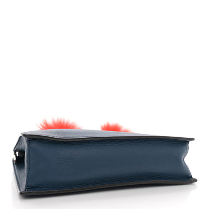 Fendi Vitello Dolce Fox Fur Monster Eyes Mini 2Jours Pouch Navy 4 of 15