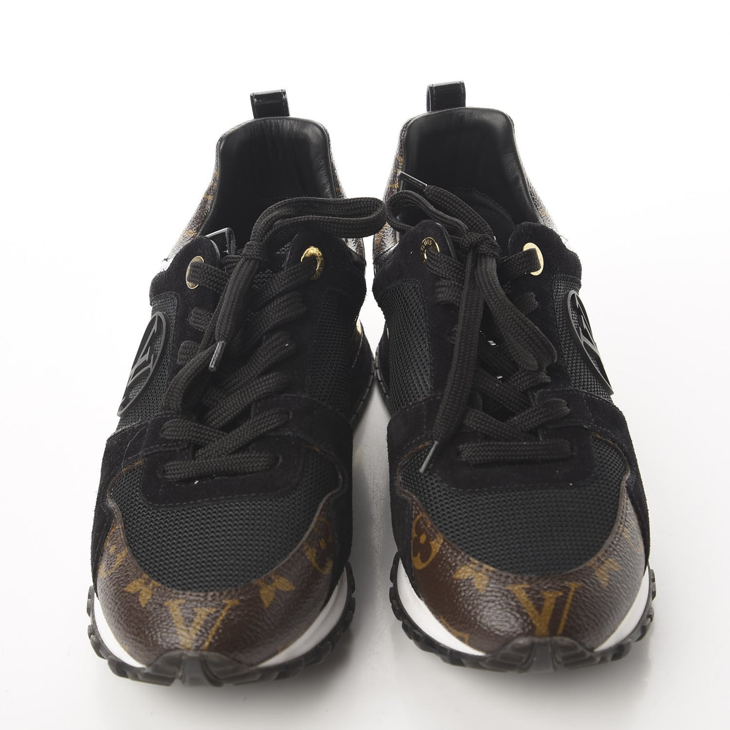 Suede Monogram Run Away Sneakers 37 Black