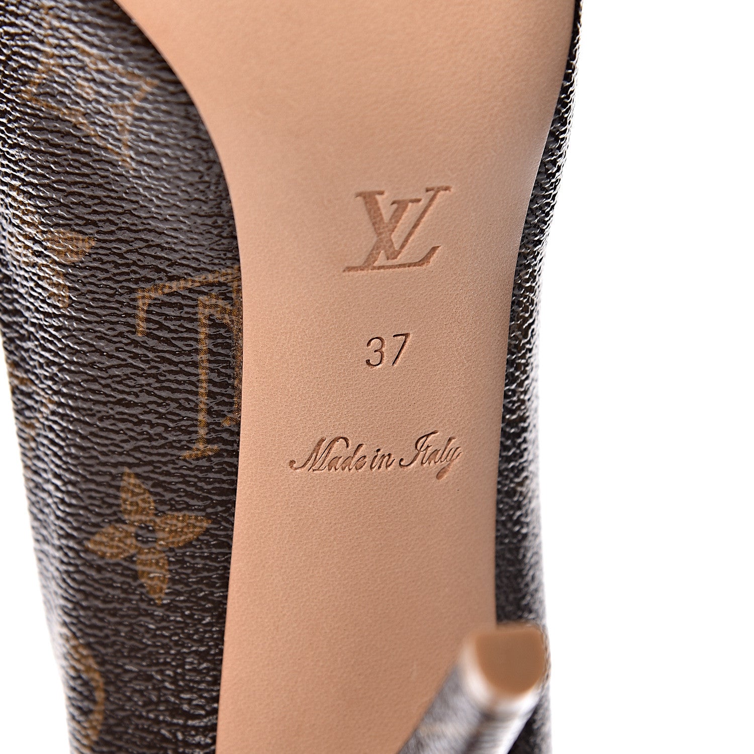 Louis Vuitton Patent Monogram Rosemary Peep Toe Pumps 37 7 of 8