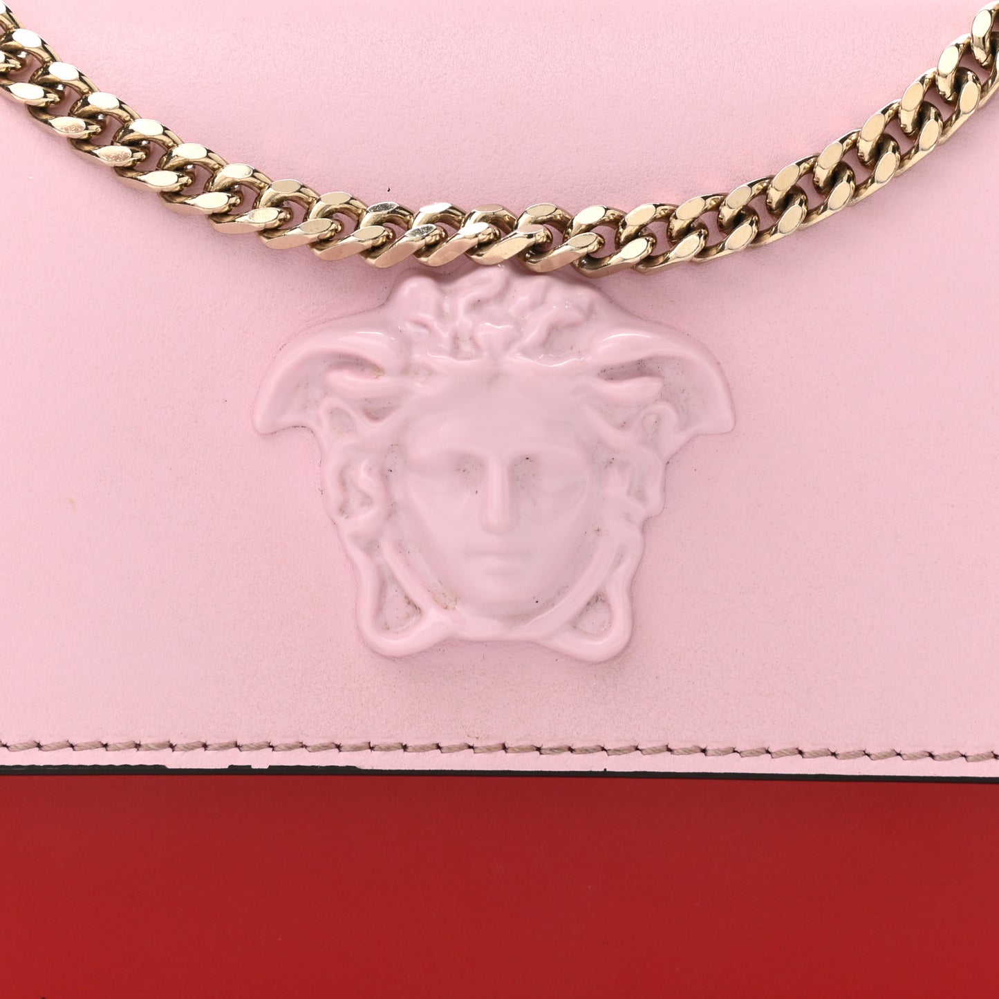 Calfskin Medusa Wallet on Chain Crossbody Pink Red