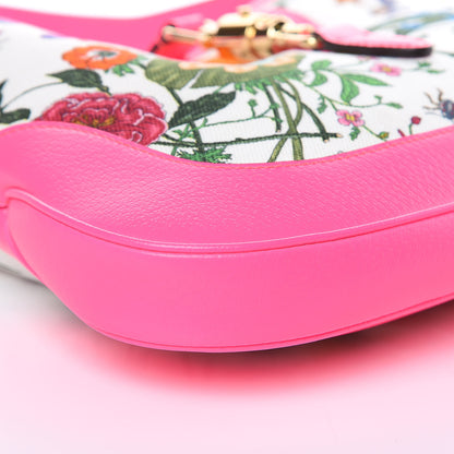 Gucci Canvas Flora Medium Jackie Hobo Fuchsia 8 of 9